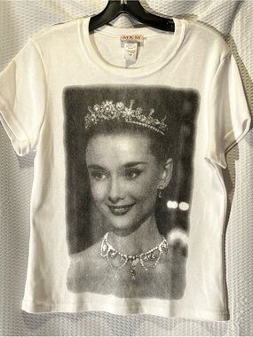 MKM Designs White Tee with Black-and-Gray Princess Photo